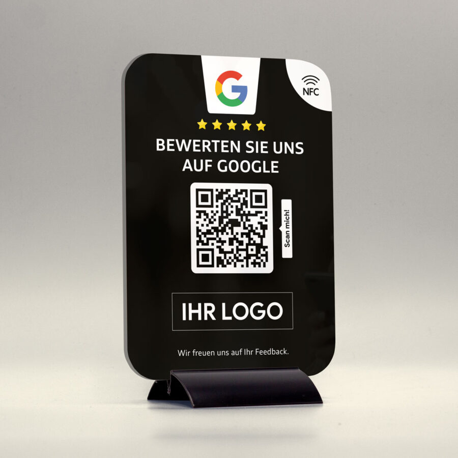 Meraviglia Espositore Da Banco Per Recensioni NFC+QR Code | Compatibile Con IOS E Android (Nero